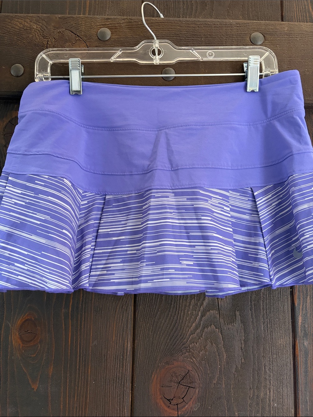 Nike Purple Pleated Athletic Skort with White Stripe Detail